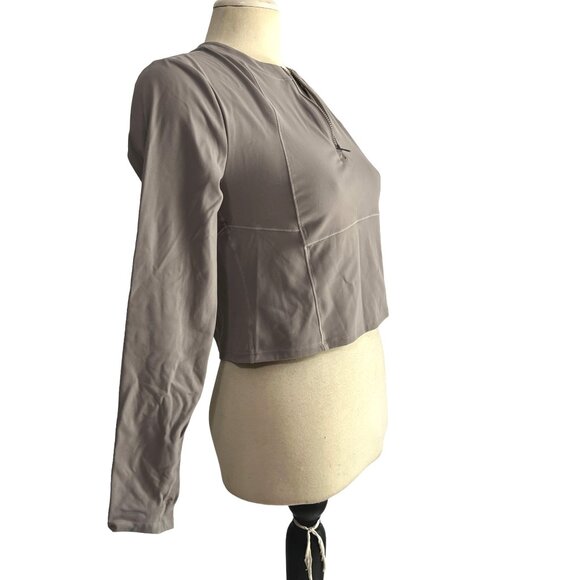 Halara Half Zip Long Sleeve Cropped Active Workout Shirt Sz Large Womens Gray - Picture 11 of 15